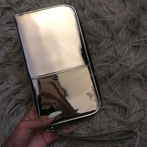 Silver metallic clutch
